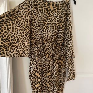 Boston Proper Leopard Print Dress with Chain Embellishments - Dolman Sleeves